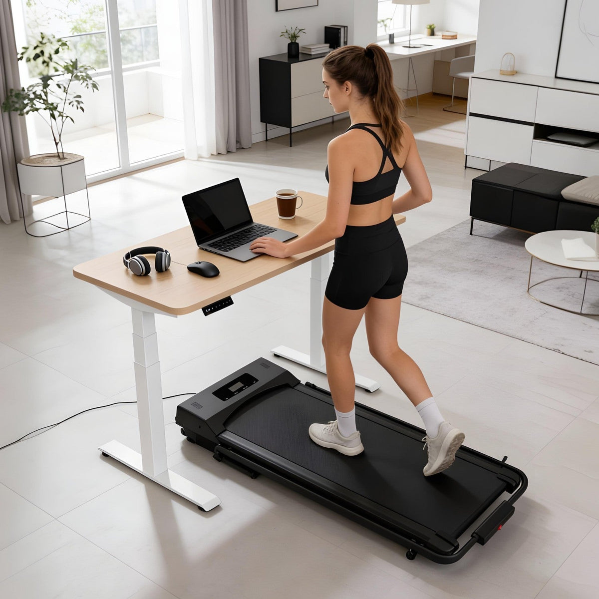Walking Pad Treadmill with Foldable Handrail — product view