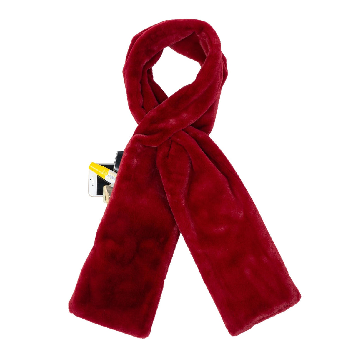 Faux Fur Winter Scarf with Hidden Zip Pocket – detail view 11