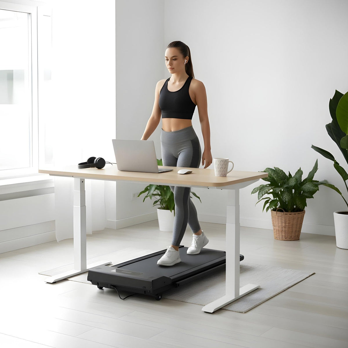 Walking Pad Treadmill with Foldable Handrail — product view