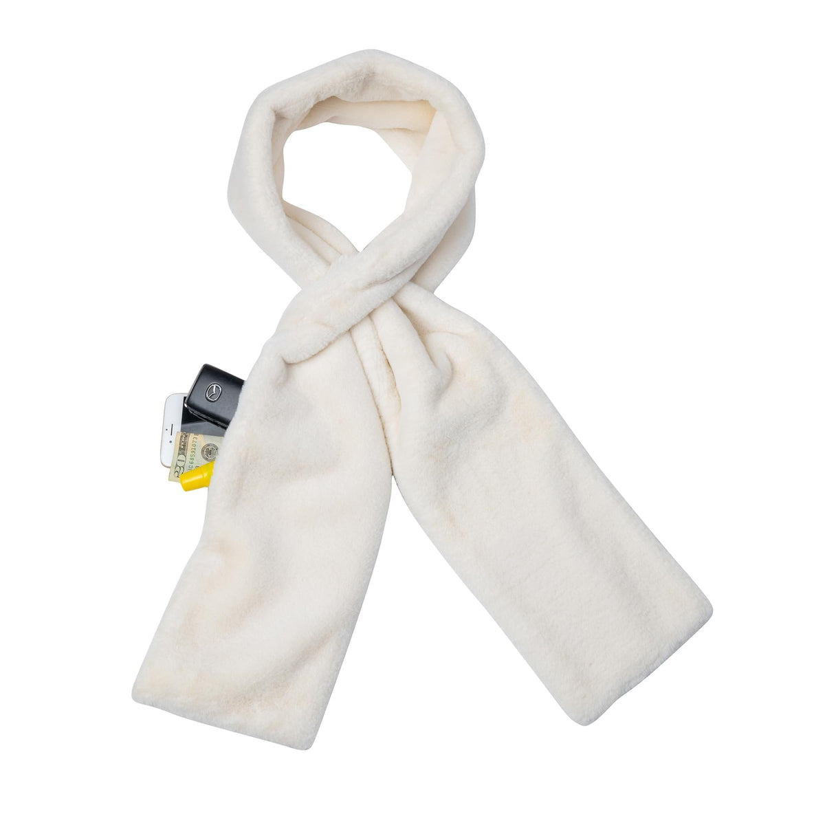 Faux Fur Winter Scarf with Hidden Zip Pocket – detail view 12