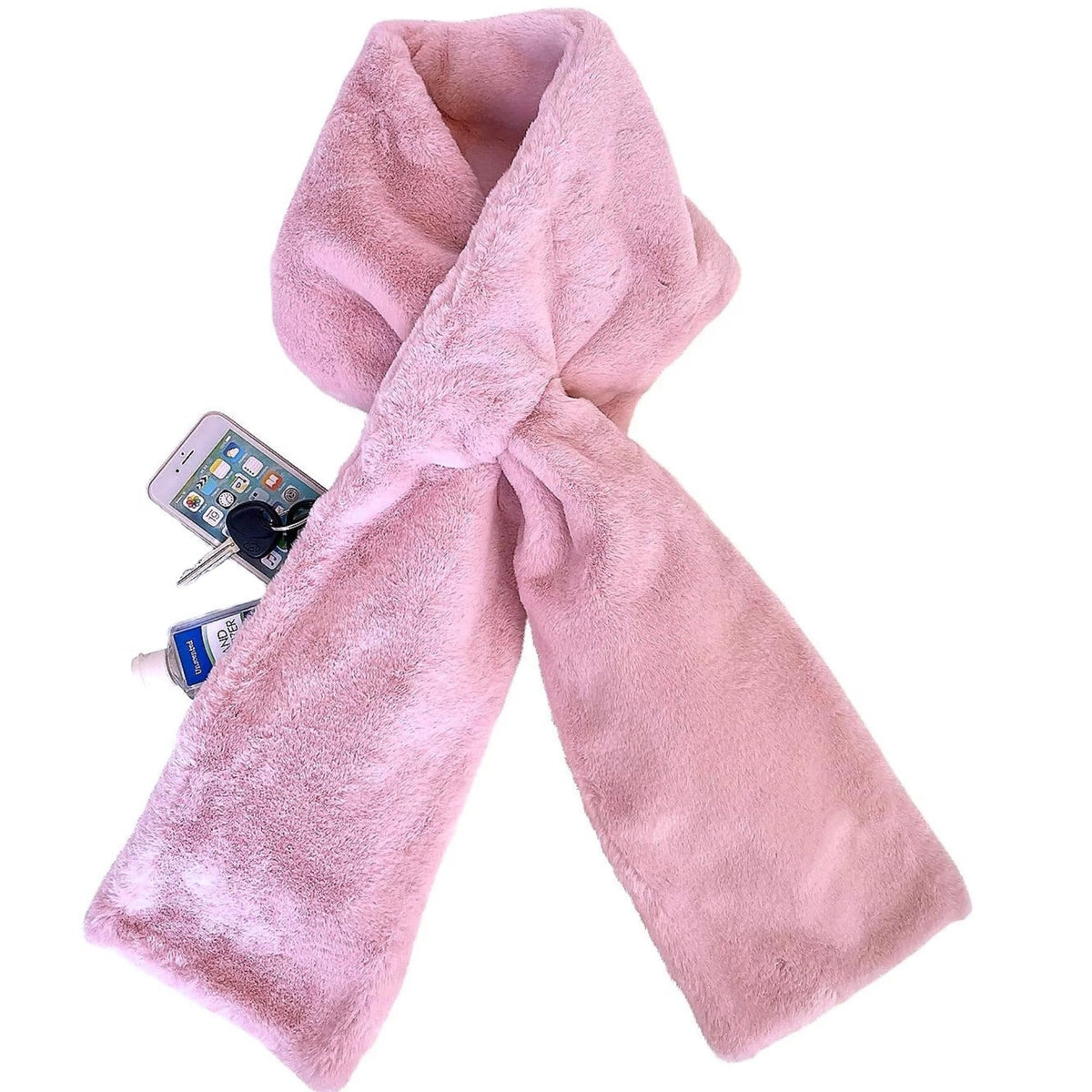 Faux Fur Winter Scarf with Hidden Zip Pocket – detail view 14