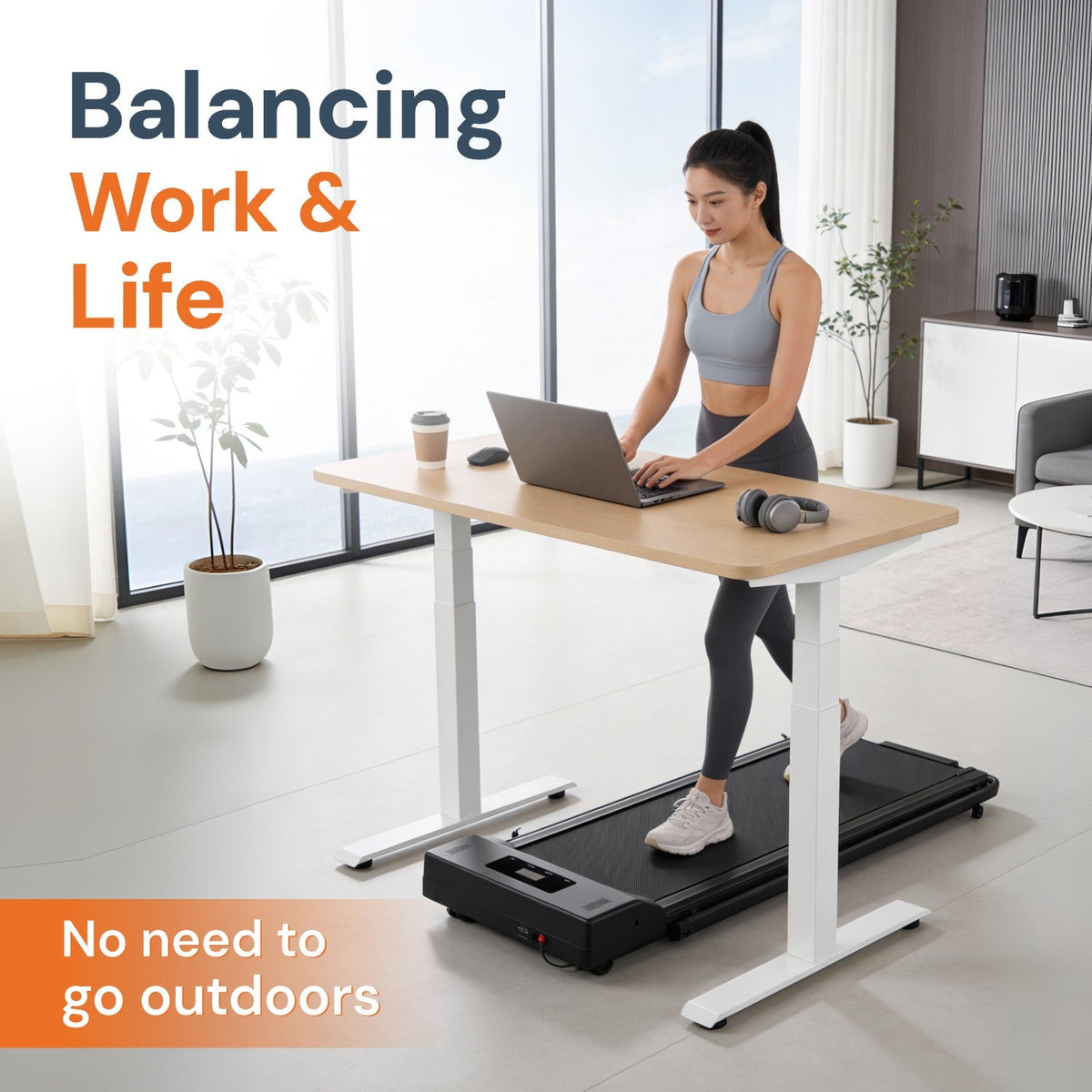 Walking Pad Treadmill with Foldable Handrail — product view