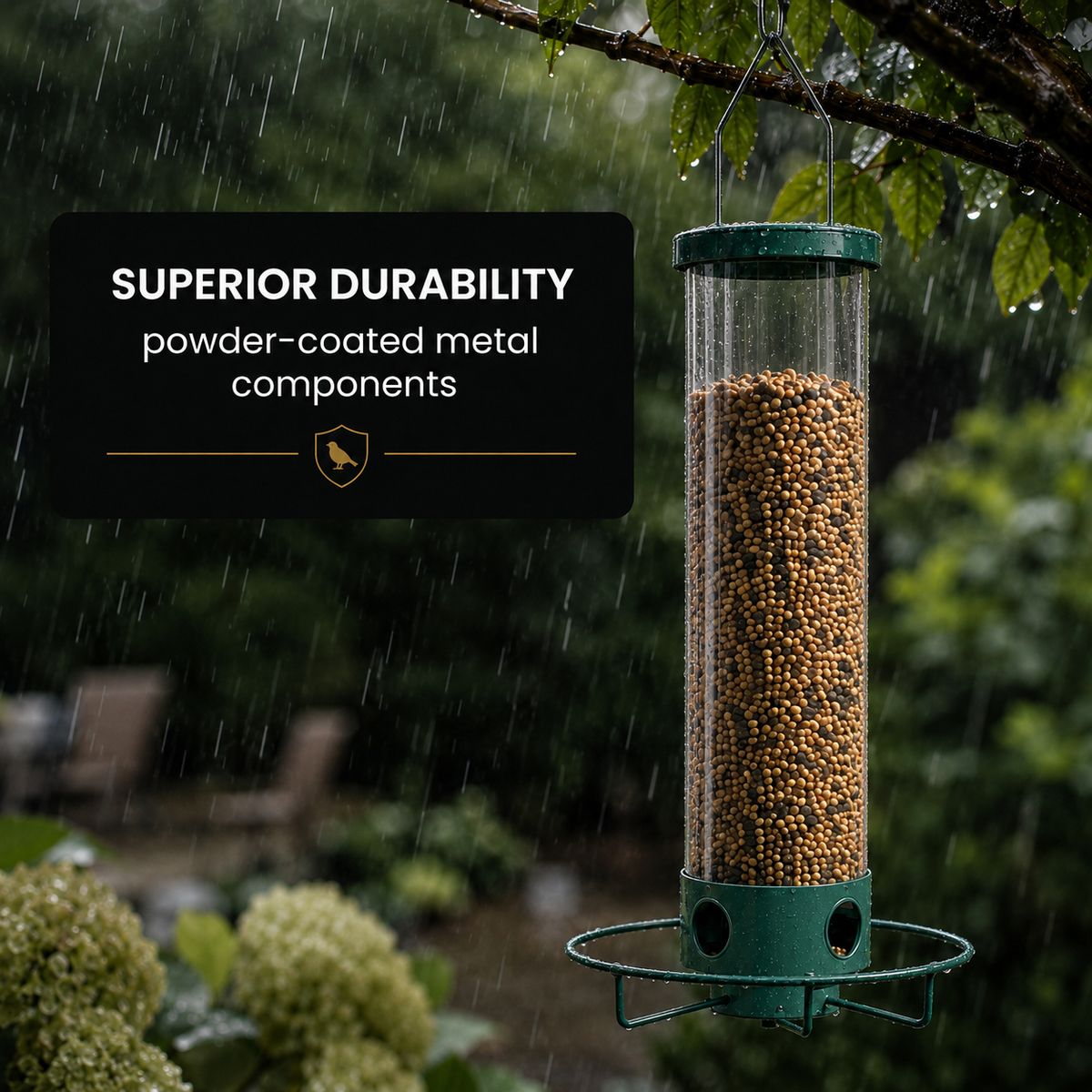 Hanging Bird Feeder with Clear Tube and Circular Perch — product view