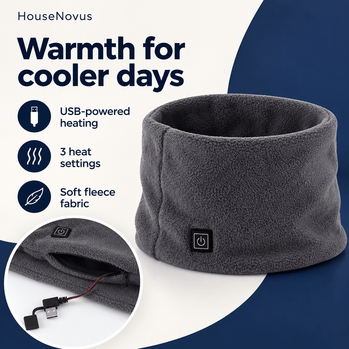 Men’s & Women’s Heated Neck Warmer – USB Heating with 3 Heat Settings