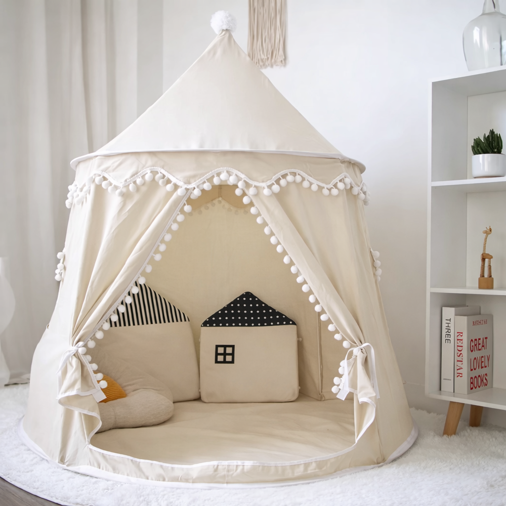Children’s Indoor Play Tent with Tie-Back Curtains — product view