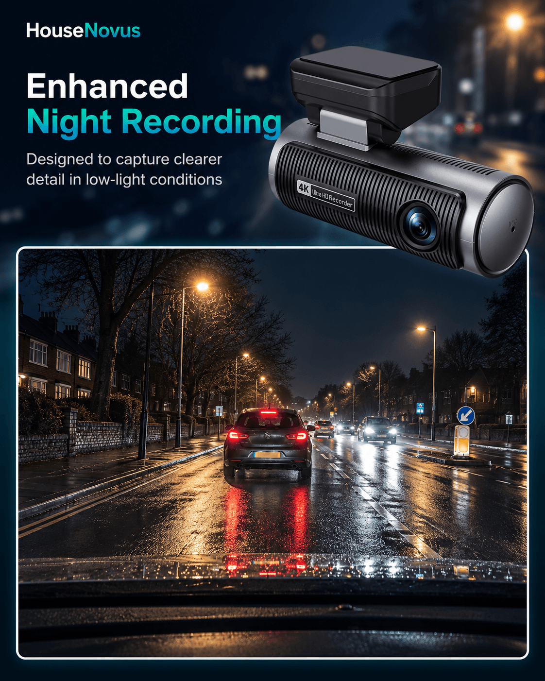 4K Dash Cam Front and Rear with WiFi, 3.19-Inch Screen & Night Recording