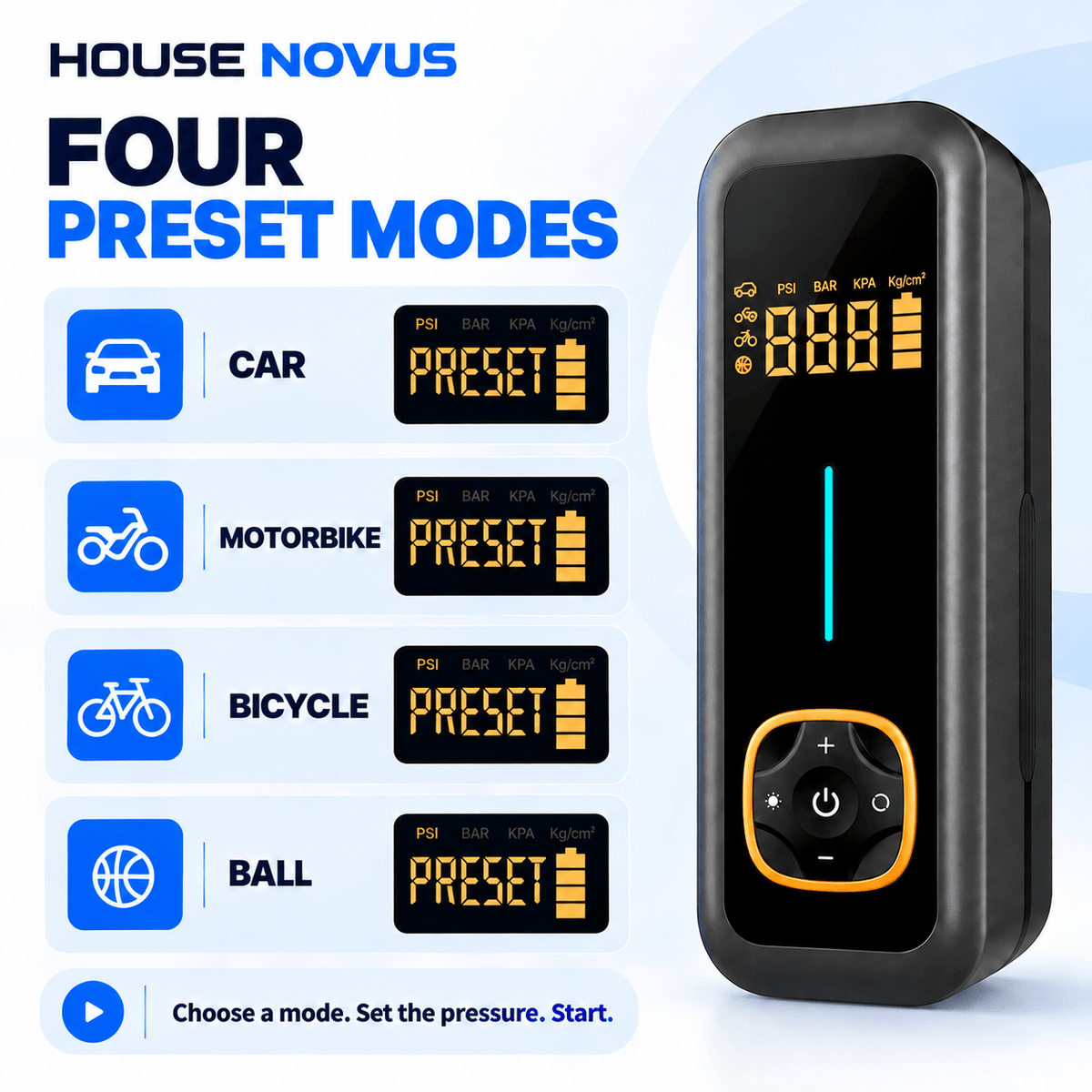 Cordless Tyre Inflator 150 PSI with Auto Stop & Digital Display – HouseNovus DriveAir