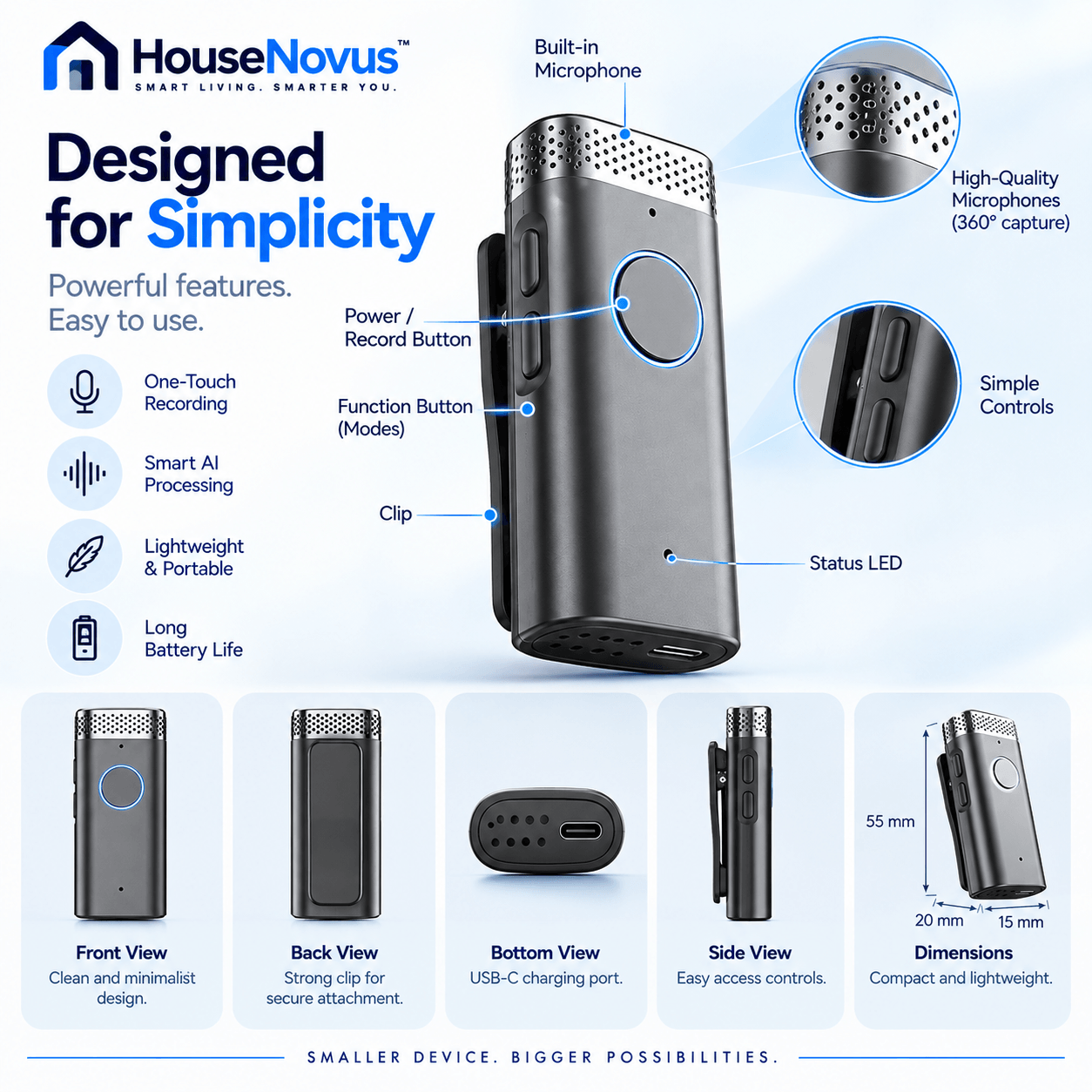 HouseNovus AI Voice Recorder