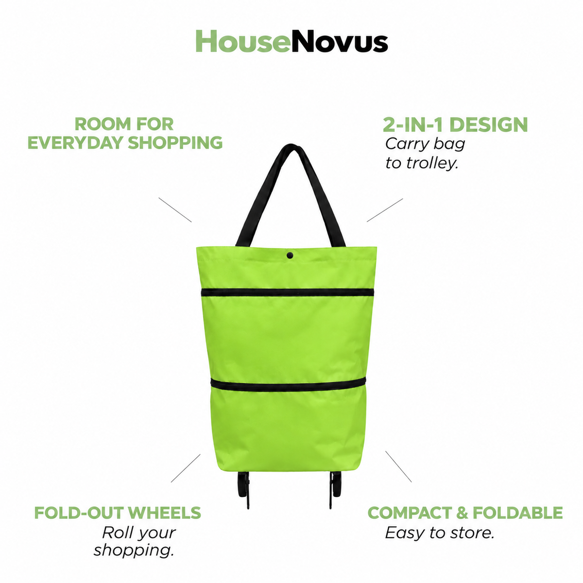 2-in-1 Folding Shopping Bag with Wheels – product features