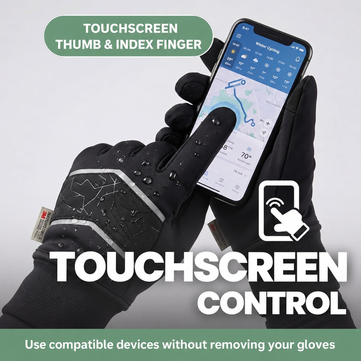 Insulated Winter Touchscreen Gloves – Textured Grip – product features