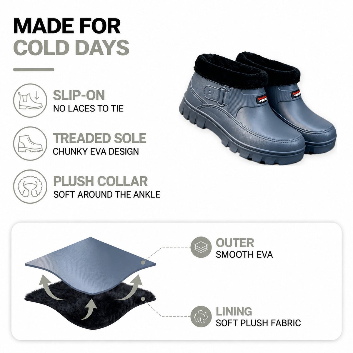 Men’s Plush-Lined Winter Ankle Boots – detail view 3