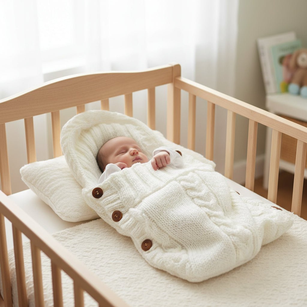Hooded Baby Wrap Blanket with Button Fastening – product view 1