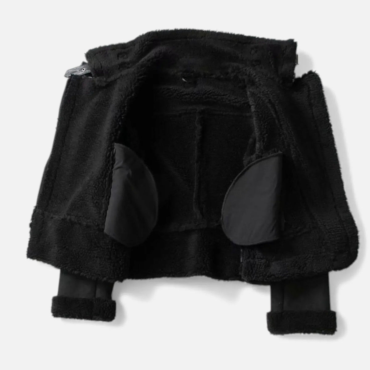 Women’s Faux-Shearling Aviator Jacket – Belted Zip Front – product view 6