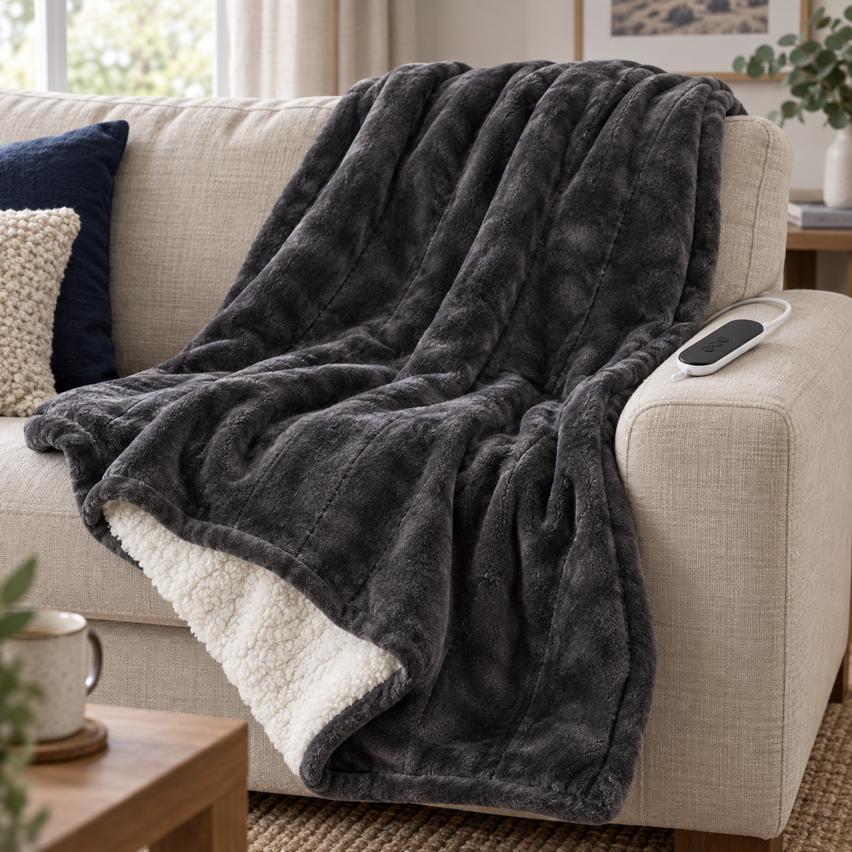 The Fireside — Sherpa-Lined Heated Throw