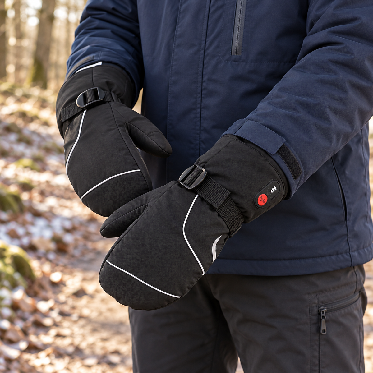 Rechargeable Heated Ski Mittens – 3 Heat Settings & Batteries Included