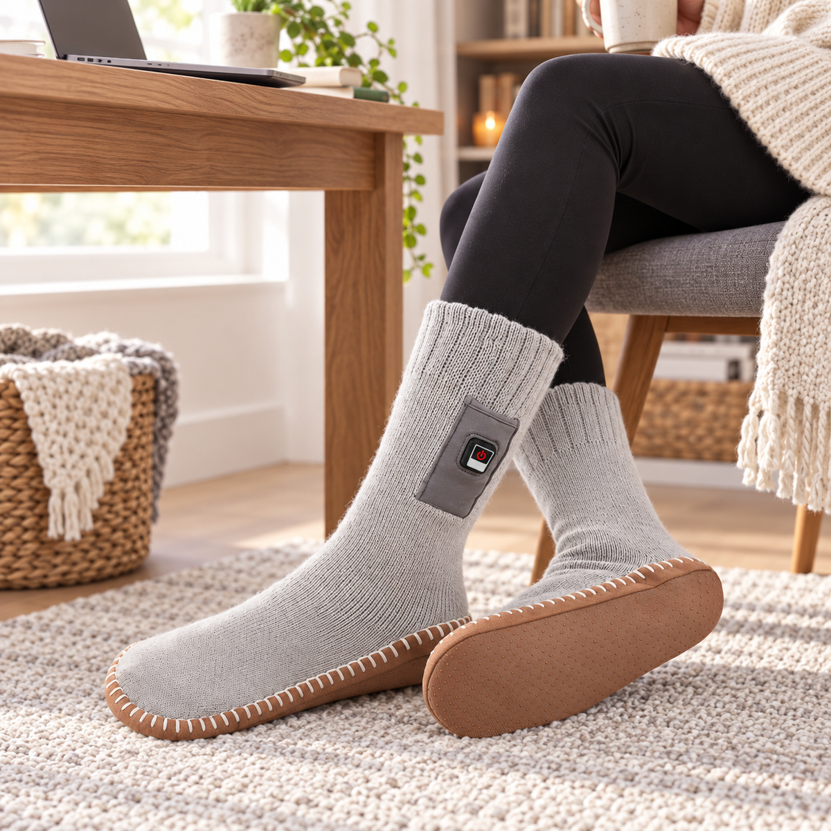 Rechargeable Heated Slipper Socks – detail view 2
