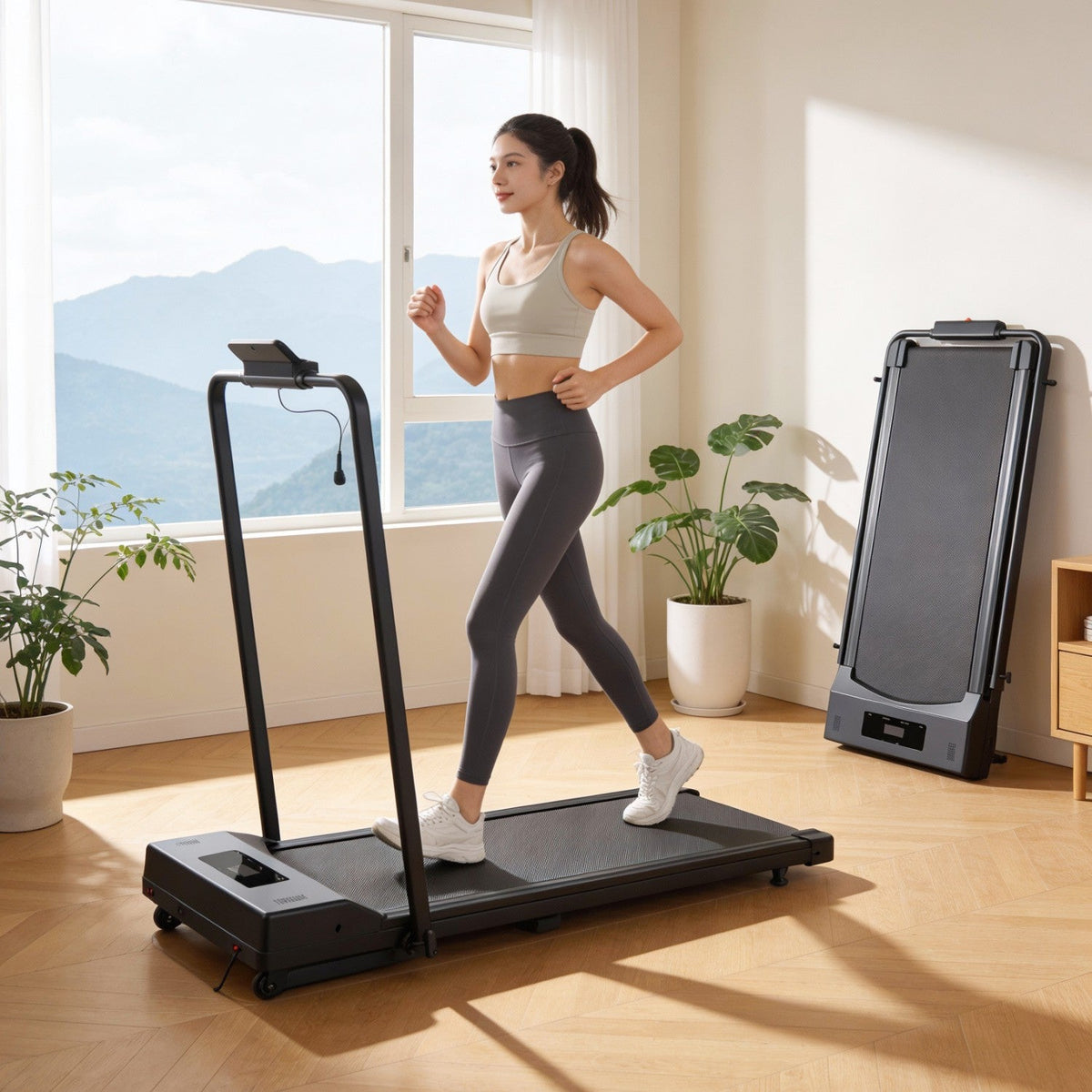 Walking Pad Treadmill with Foldable Handrail — product view