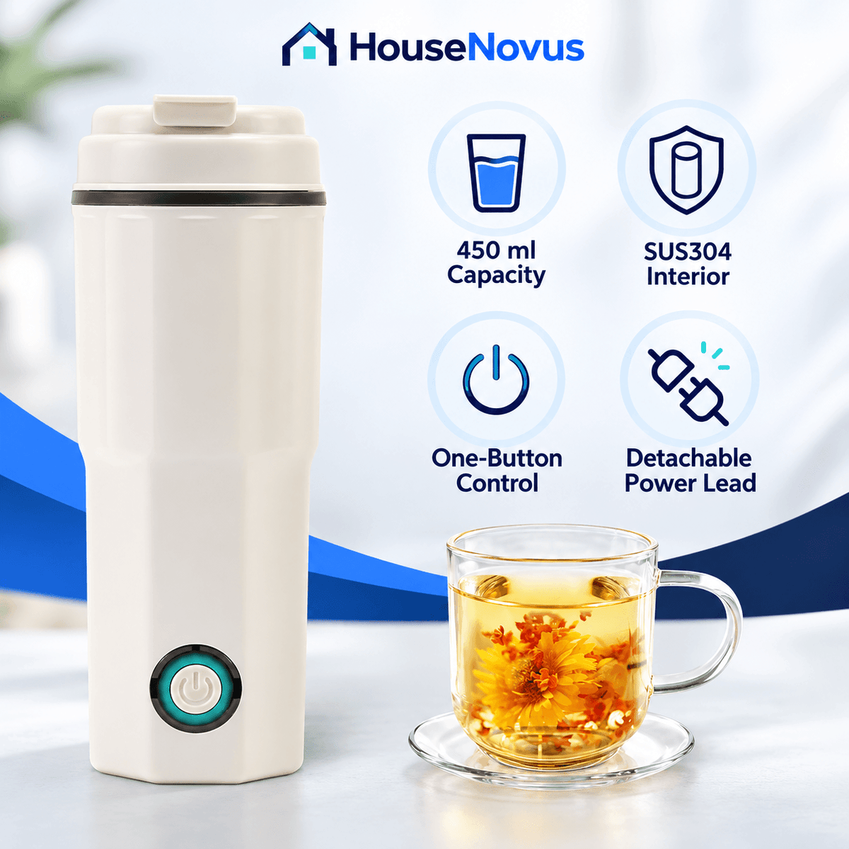 Portable Electric Travel Kettle 600ml – Compact Water Boiler | HouseNovus