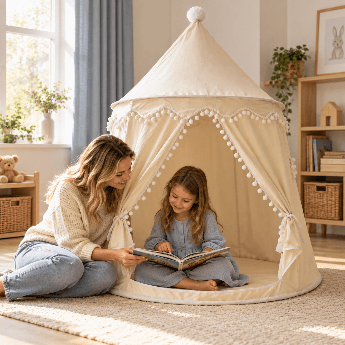 Children’s Indoor Play Tent with Tie-Back Curtains