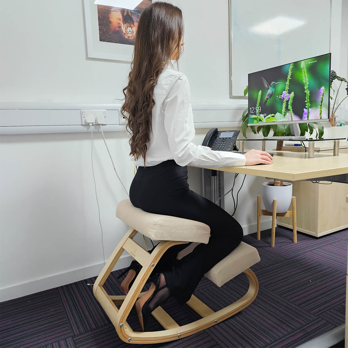 Kneeling Chair with Rocking Wooden Frame and Padded Supports — product view
