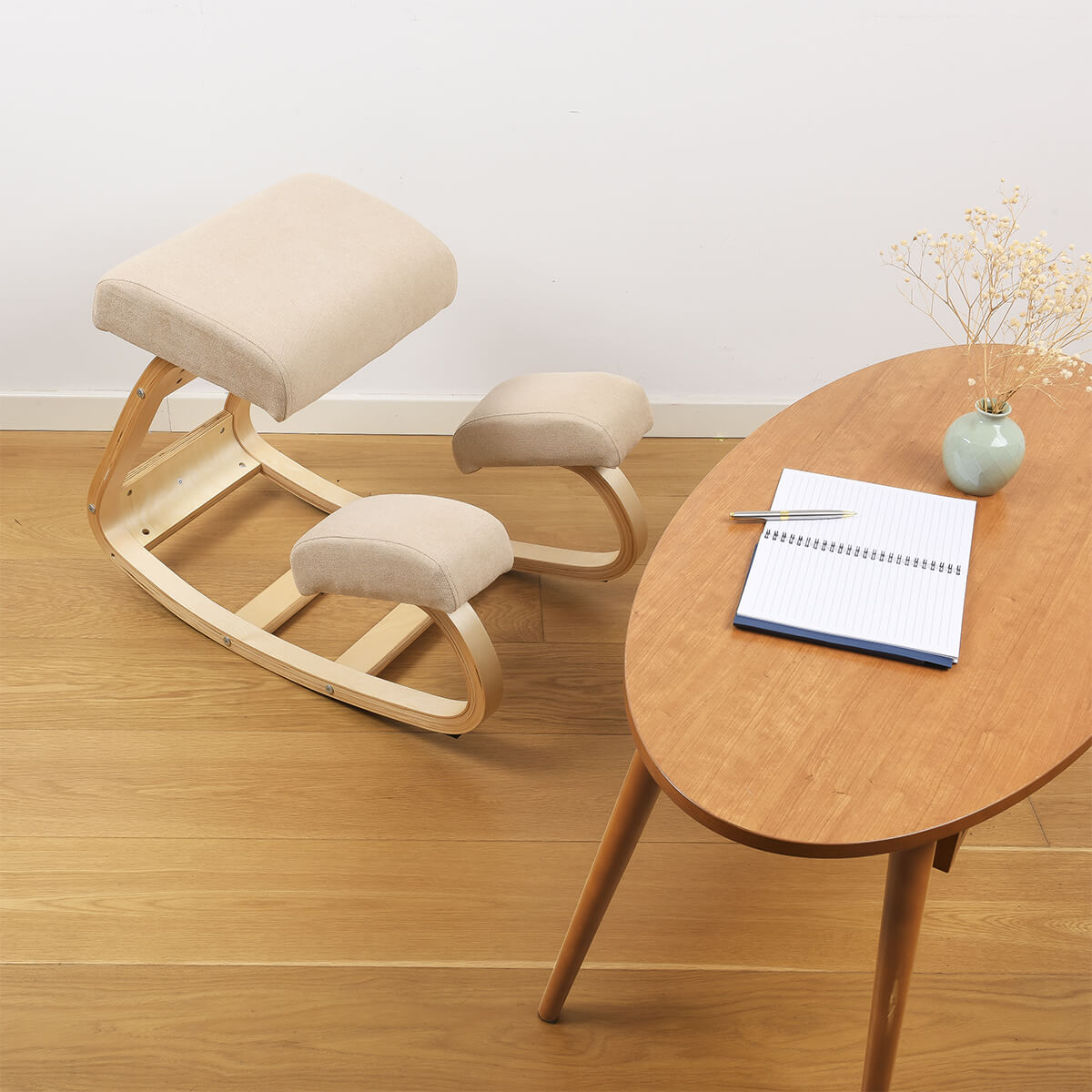 Kneeling Chair with Rocking Wooden Frame and Padded Supports — product view