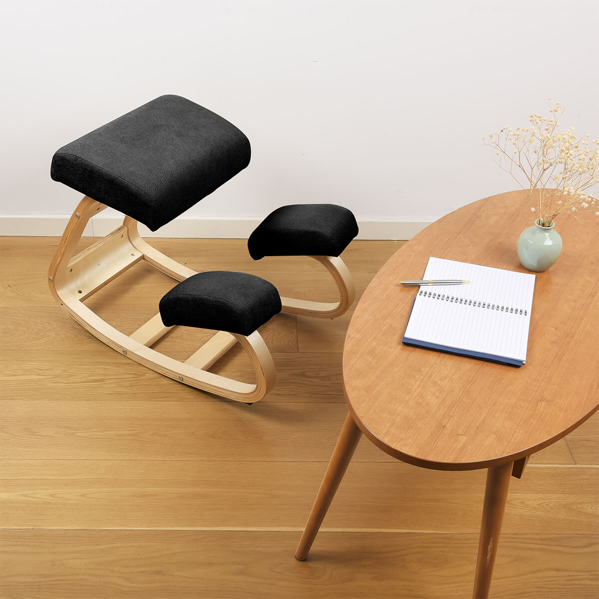 Kneeling Chair with Rocking Wooden Frame and Padded Supports — product view