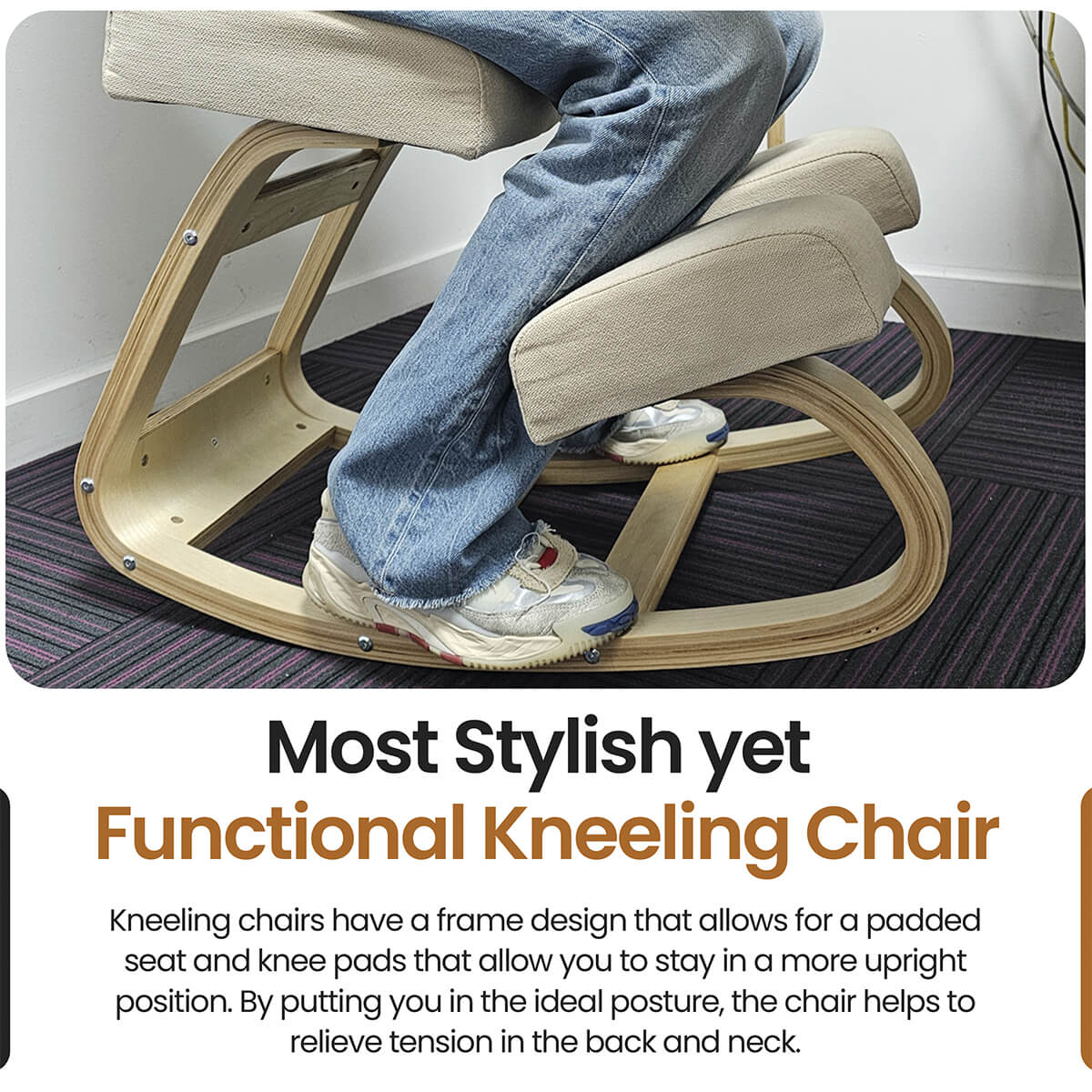 Kneeling Chair with Rocking Wooden Frame and Padded Supports — product view