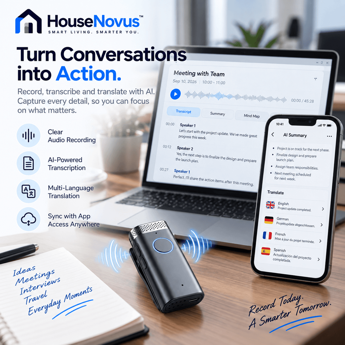 HouseNovus AI Voice Recorder