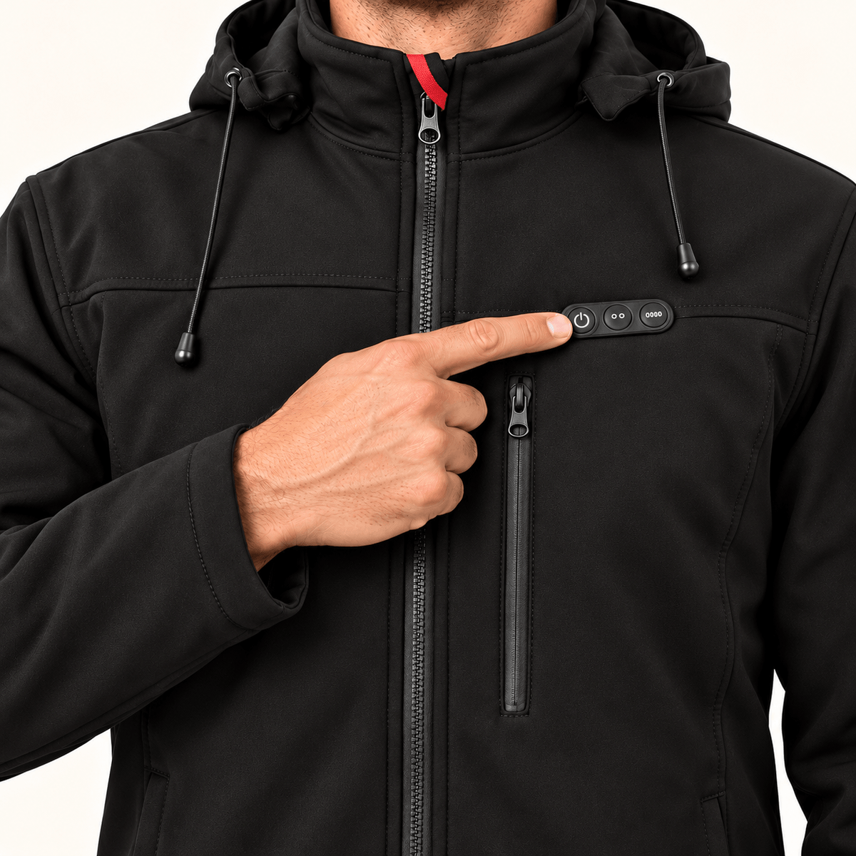 Men’s Heated Hooded Jacket – 5 Heating Zones & 3 Heat Settings