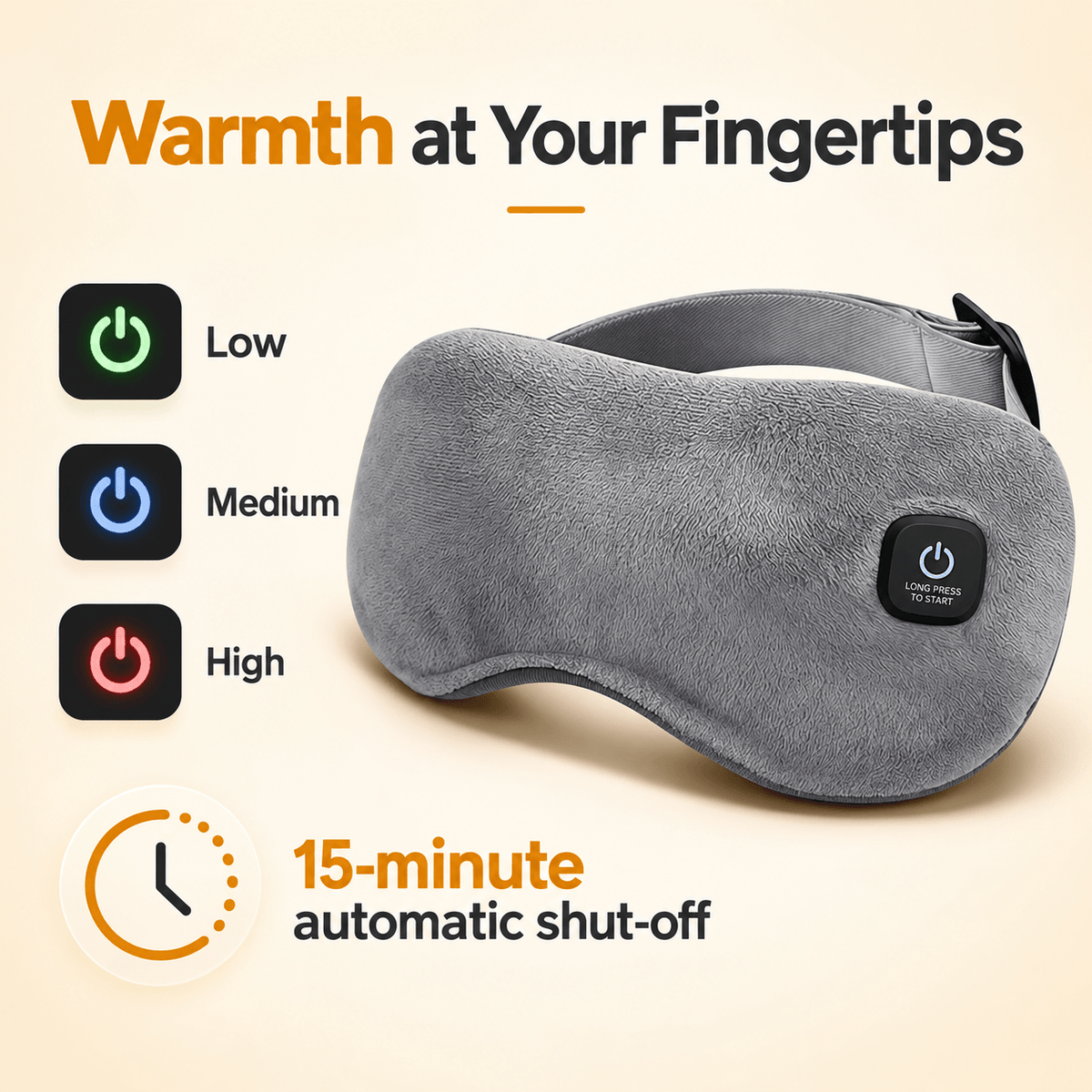 Rechargeable Heated Eye Mask – Cordless Warmth, 3 Heat Settings & 15-Minute Timer
