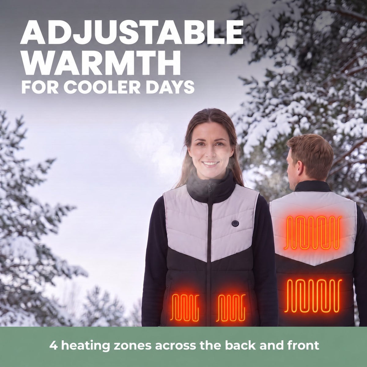 Unisex Heated Gilet – 4 Heating Zones & 3 Heat Settings – product features