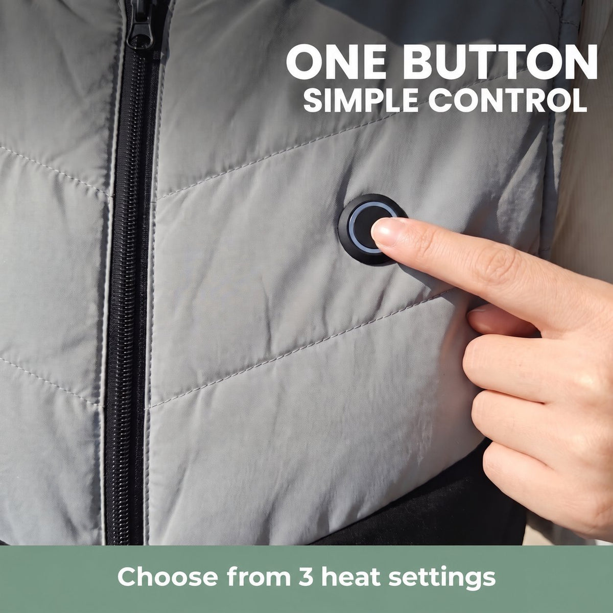 Unisex Heated Gilet – 4 Heating Zones & 3 Heat Settings – product features