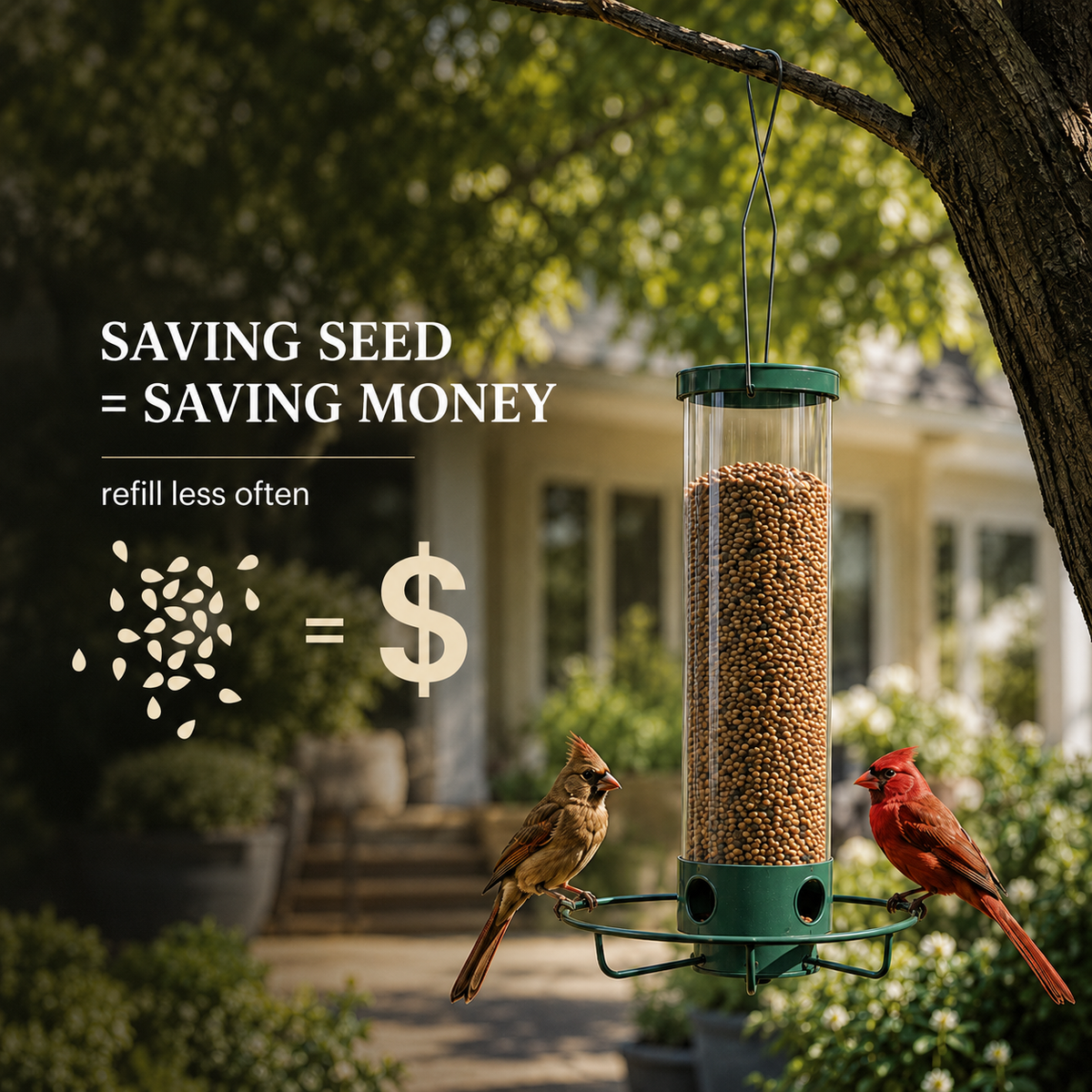 Hanging Bird Feeder with Clear Tube and Circular Perch — product view