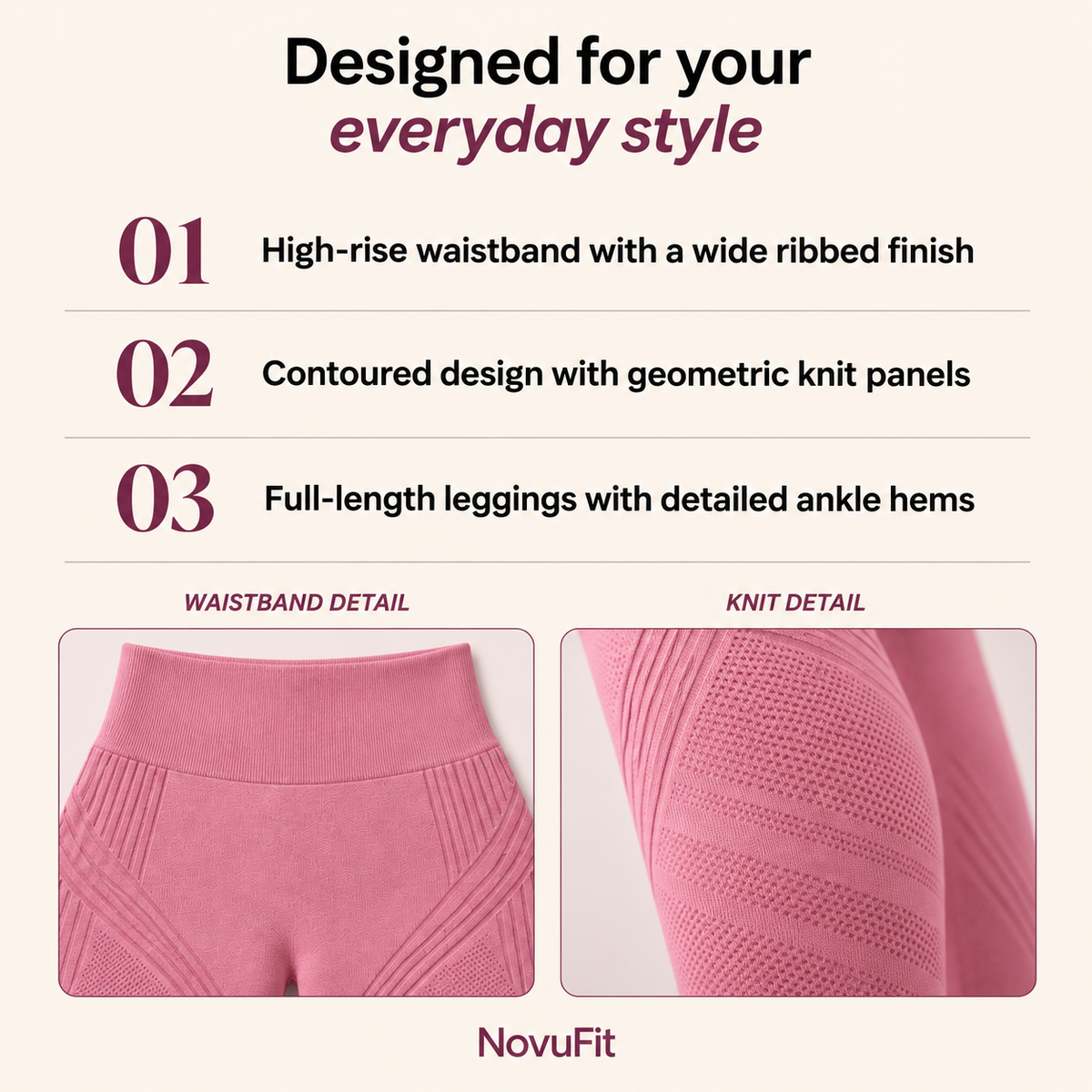 NovuFit Rose leggings numbered design card