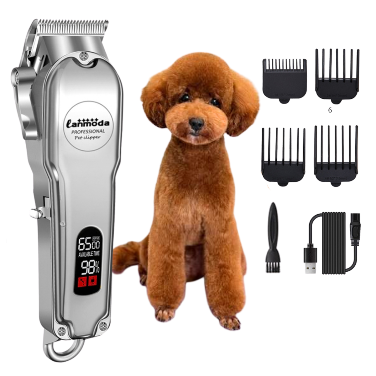 Cordless Pet Grooming Clippers with Guide Combs – product view 1