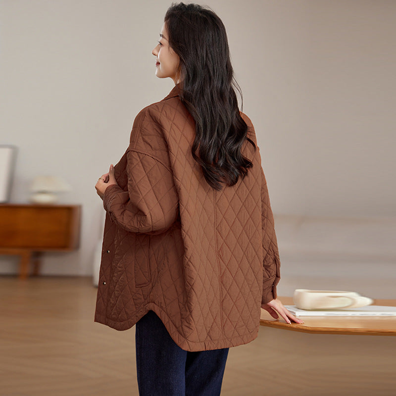 Women’s Diamond-Quilted Longline Jacket – Relaxed Fit – product view 2