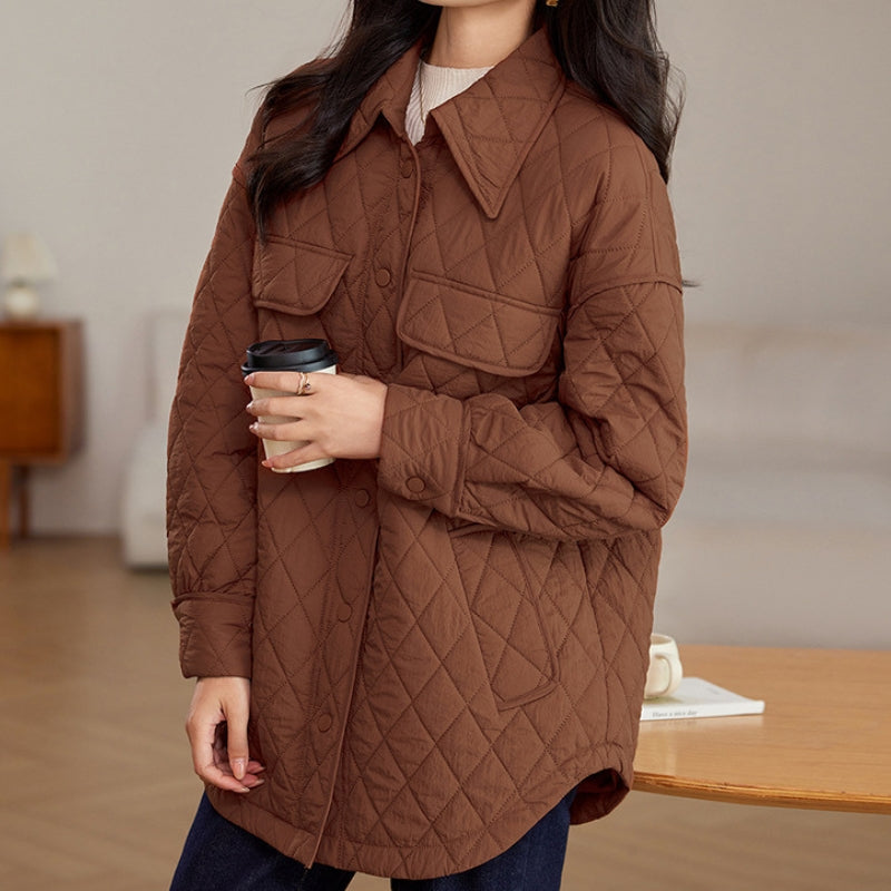 Women’s Diamond-Quilted Longline Jacket – Relaxed Fit – product view 4